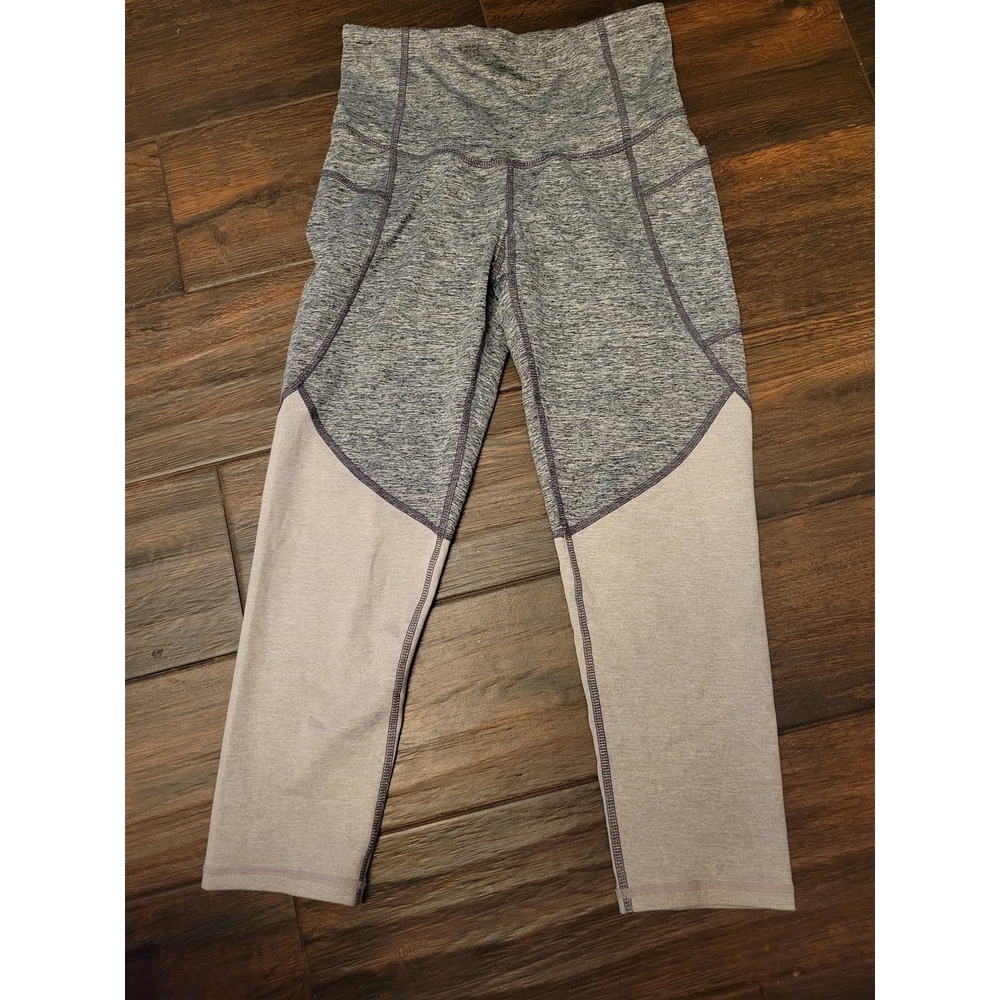 Champion C9 Womens Grey Space Dye Colorblock Crop Leggings Size XS B9604-802